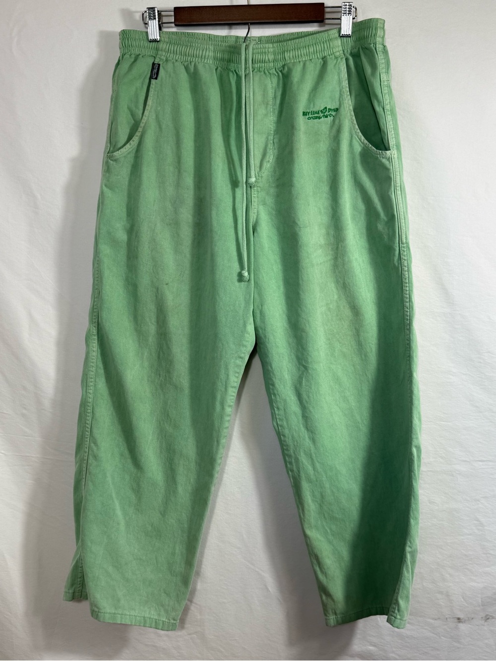 Crazy Shirts hemp dyed joggers in a vibrant green color